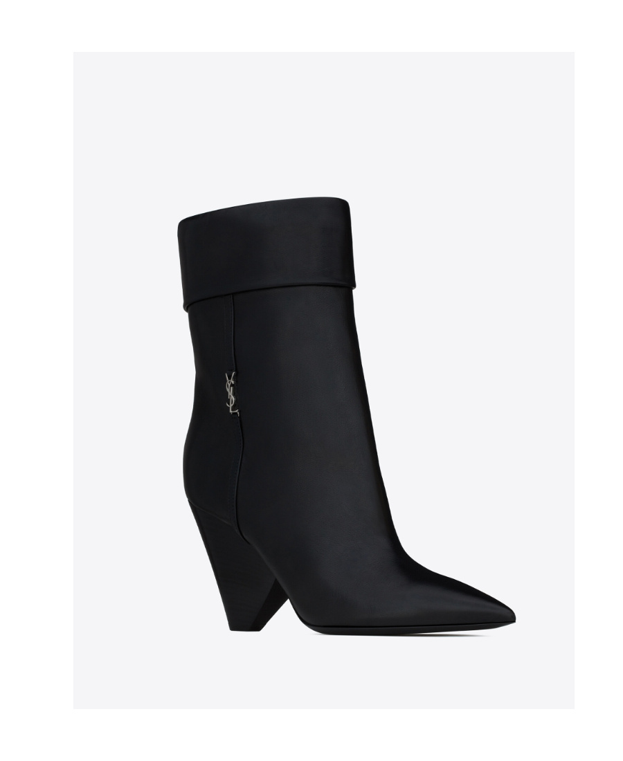 Shop Saint Laurent Niki 85mm Cone-heel Boots In Black