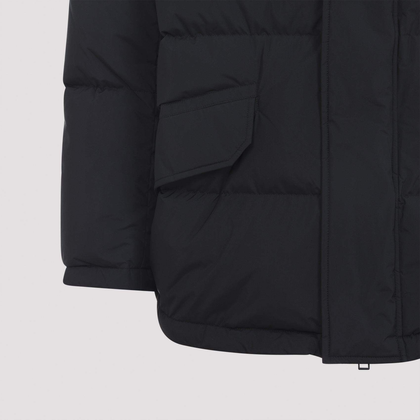 Yves Salomon Padded Black Down Jacket With High Collar And Concealed Zip In Black