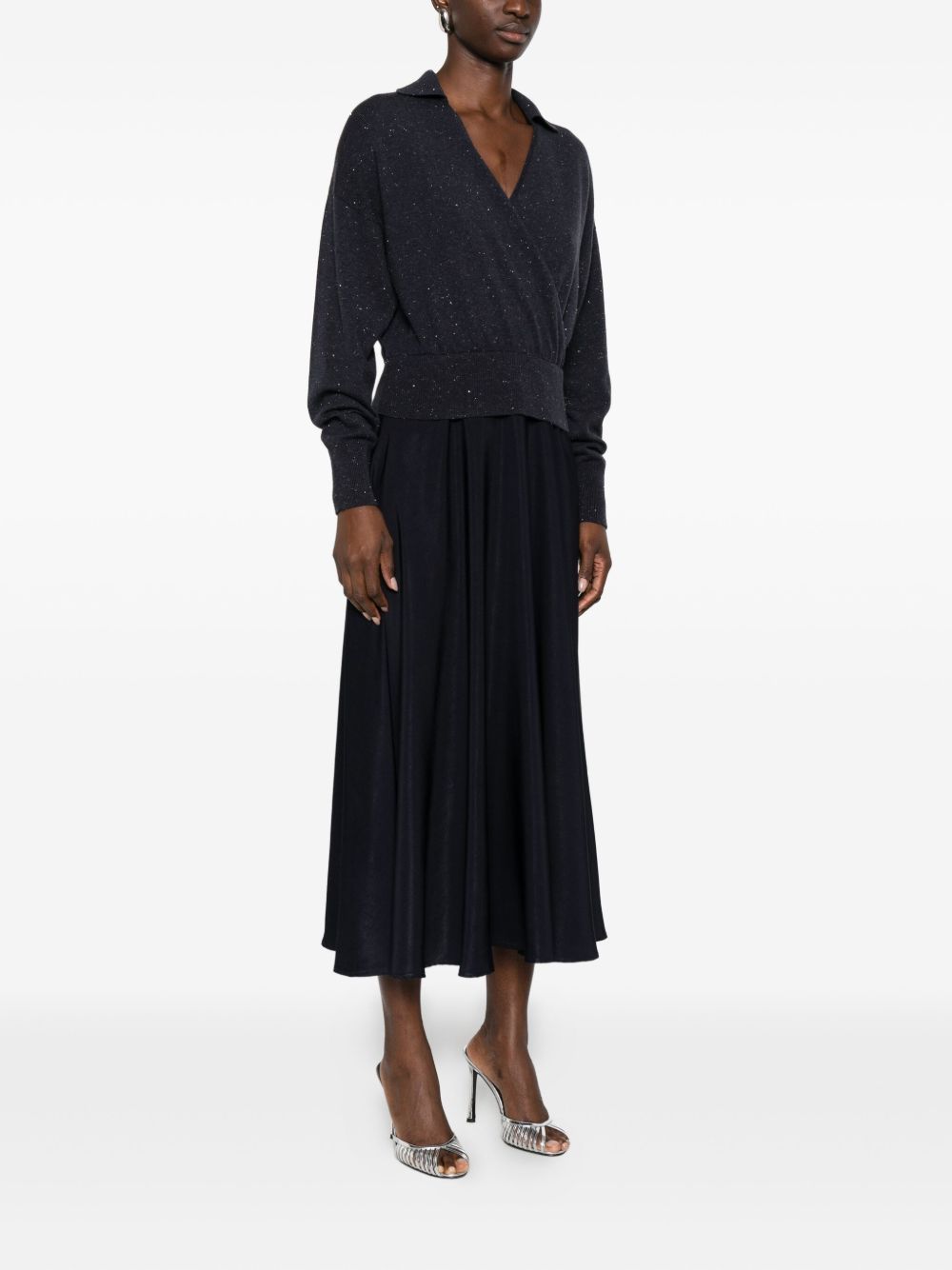 Peserico Panelled Midi Dress In Black