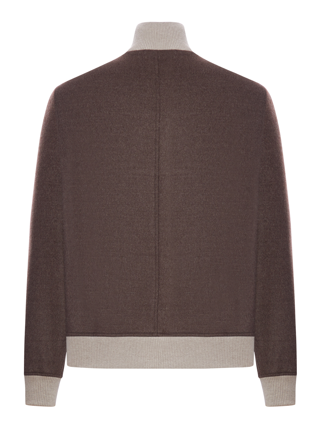 Brunello Cucinelli Double Wool Flannel Bomber Jacket In Brown