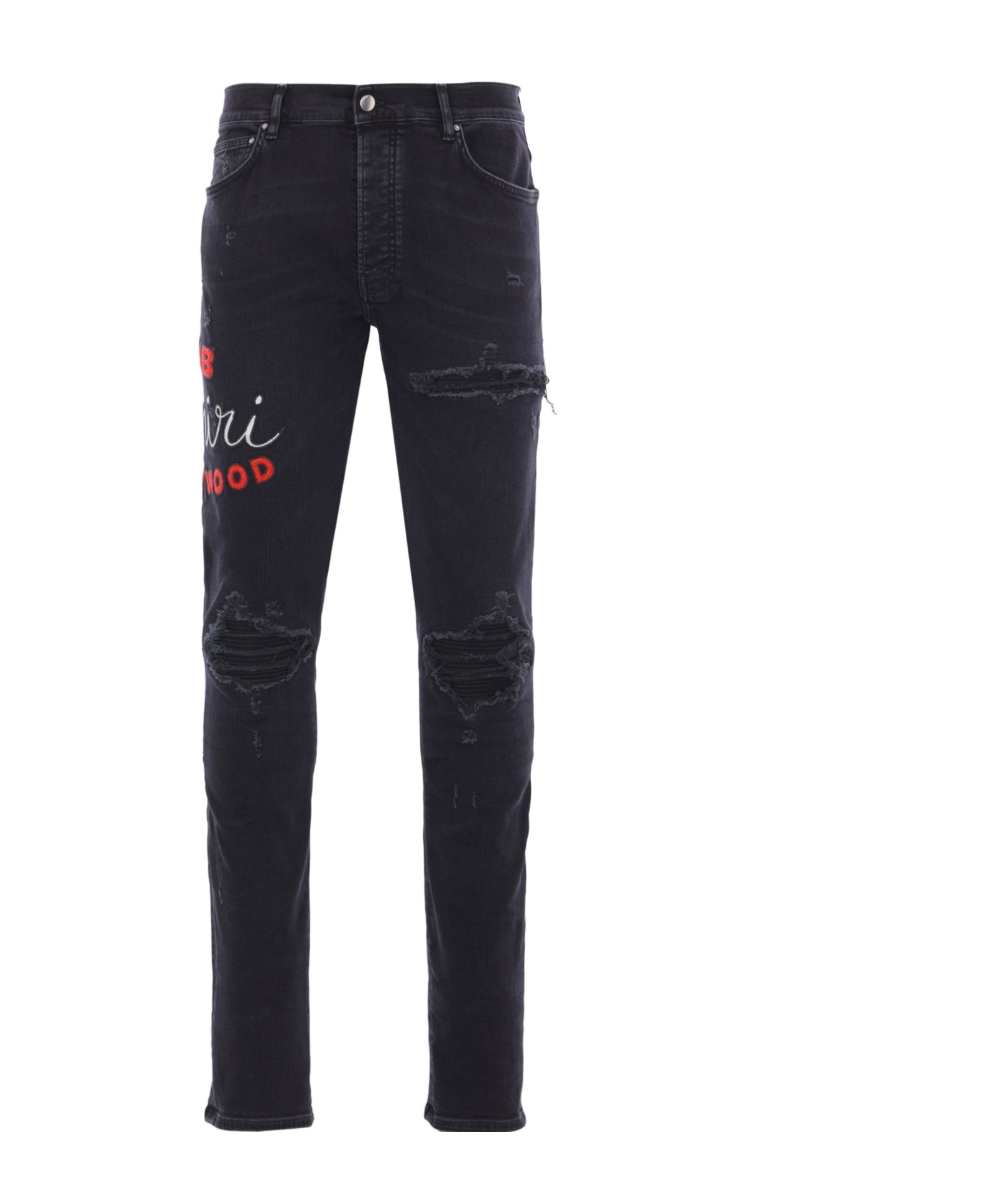 Amiri Casual Trousers With Five Pockets And Embroidery In Black