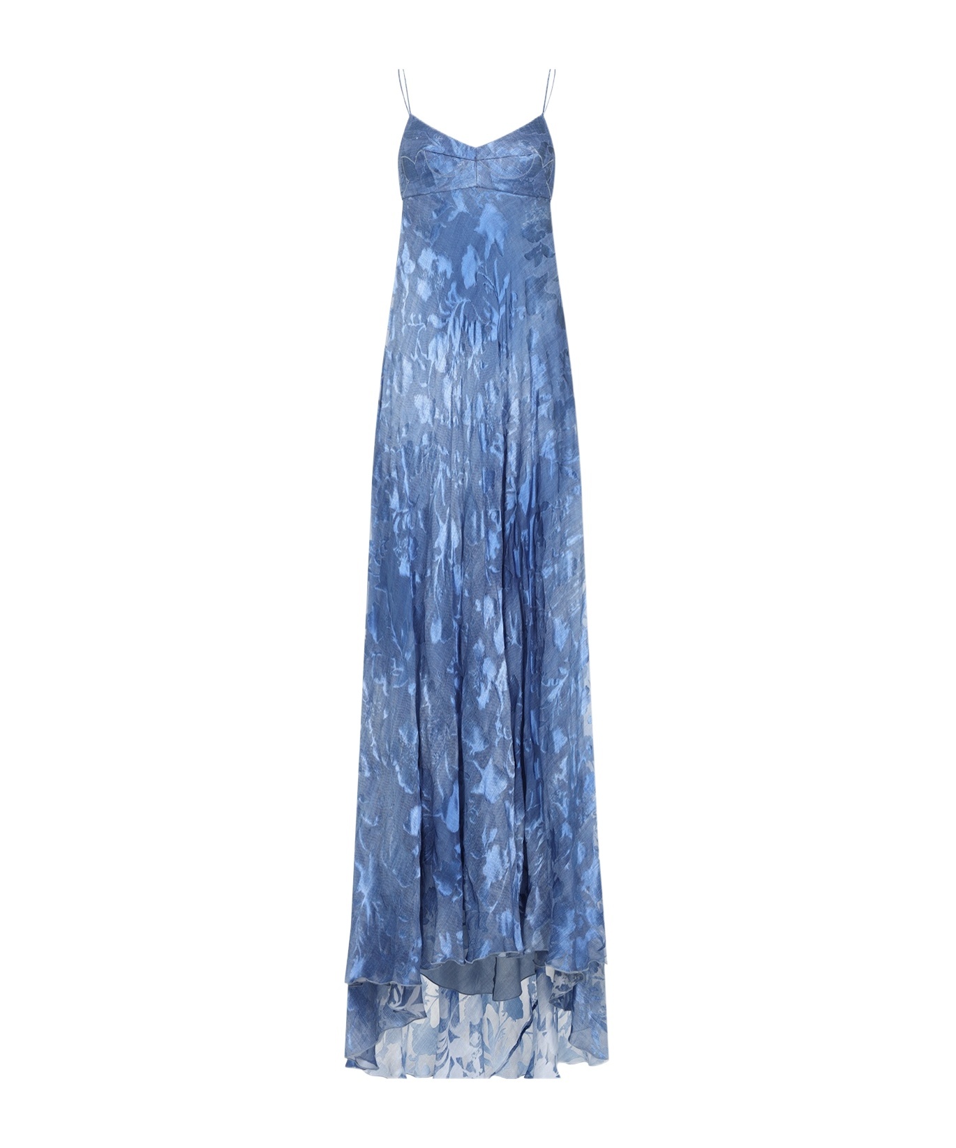 Ermanno Scervino Jacquard Maxi Dress In Stampa Jeans