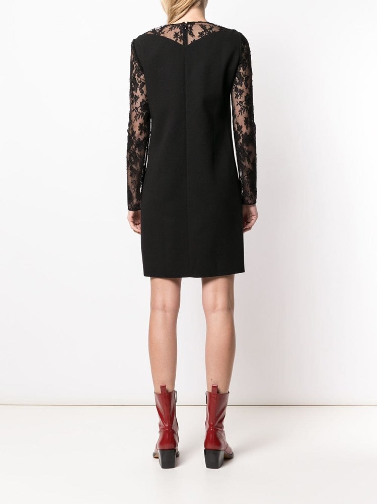 Givenchy Mini Floral Lace Dress In Black