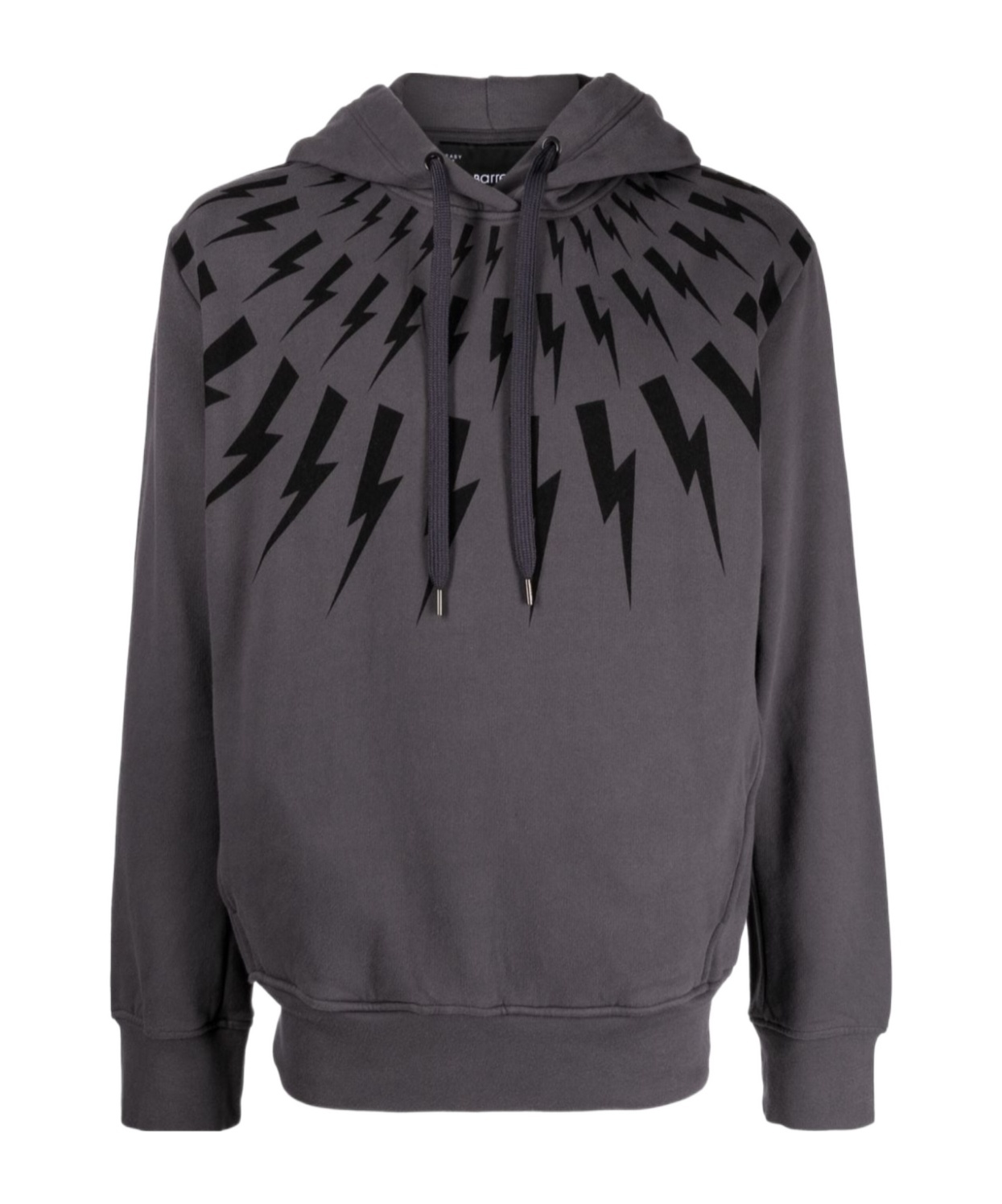Neil Barrett Fairisle Thunderbolt Cotton Hoodie In Black