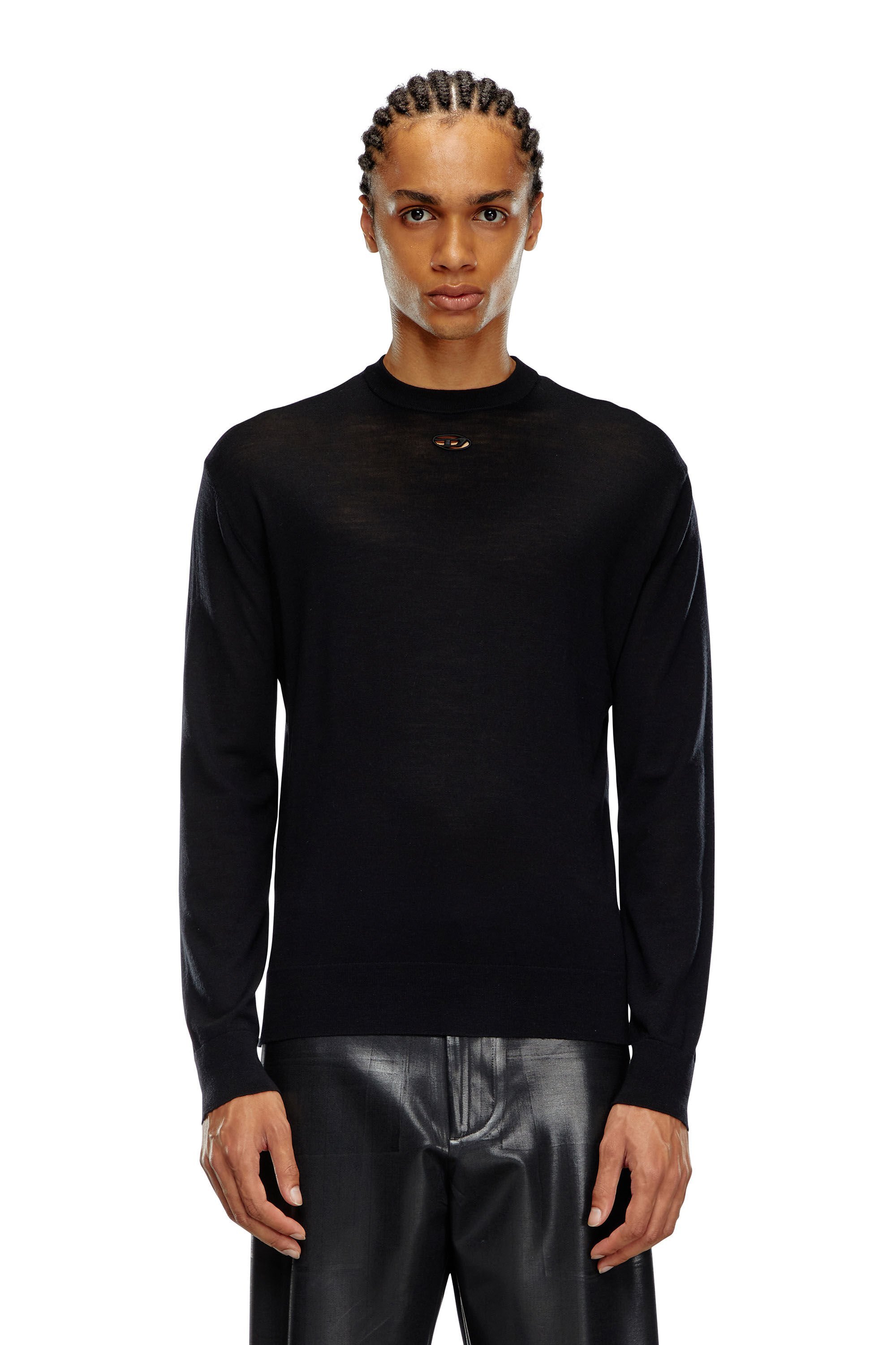 Shop Diesel Oval-d Embroidered Sweater In Black