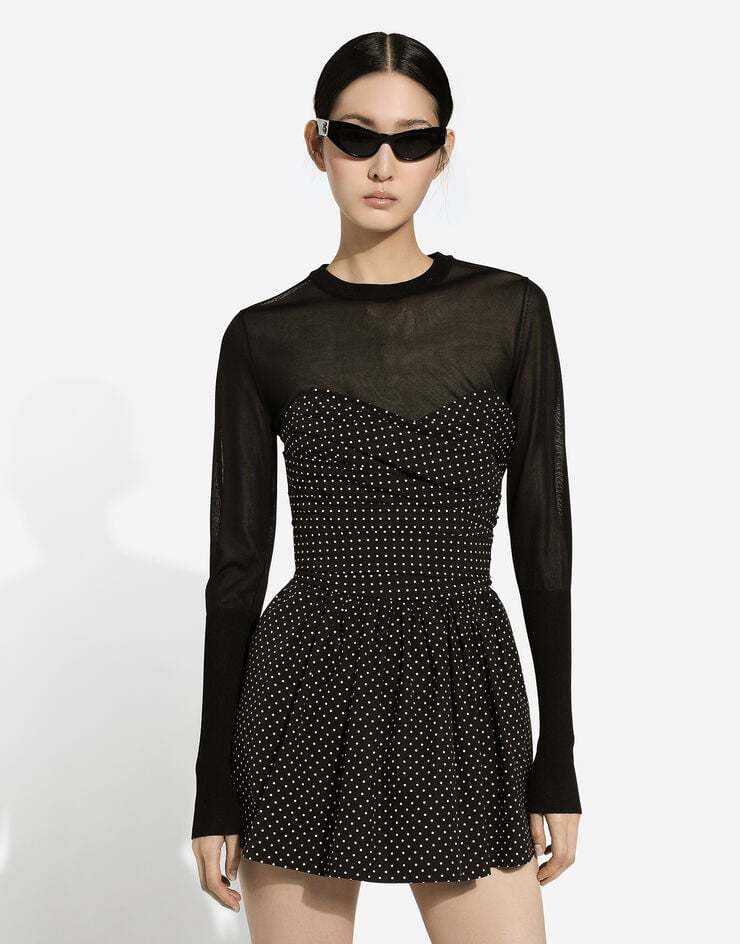 Dolce & Gabbana Semi-sheer Cropped Top In Black