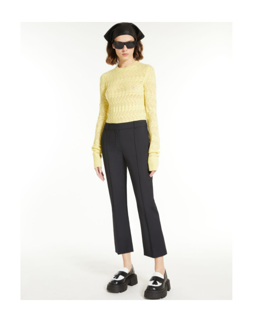Sportmax Wool Trousers With High Waist And Zipped Slits In Black