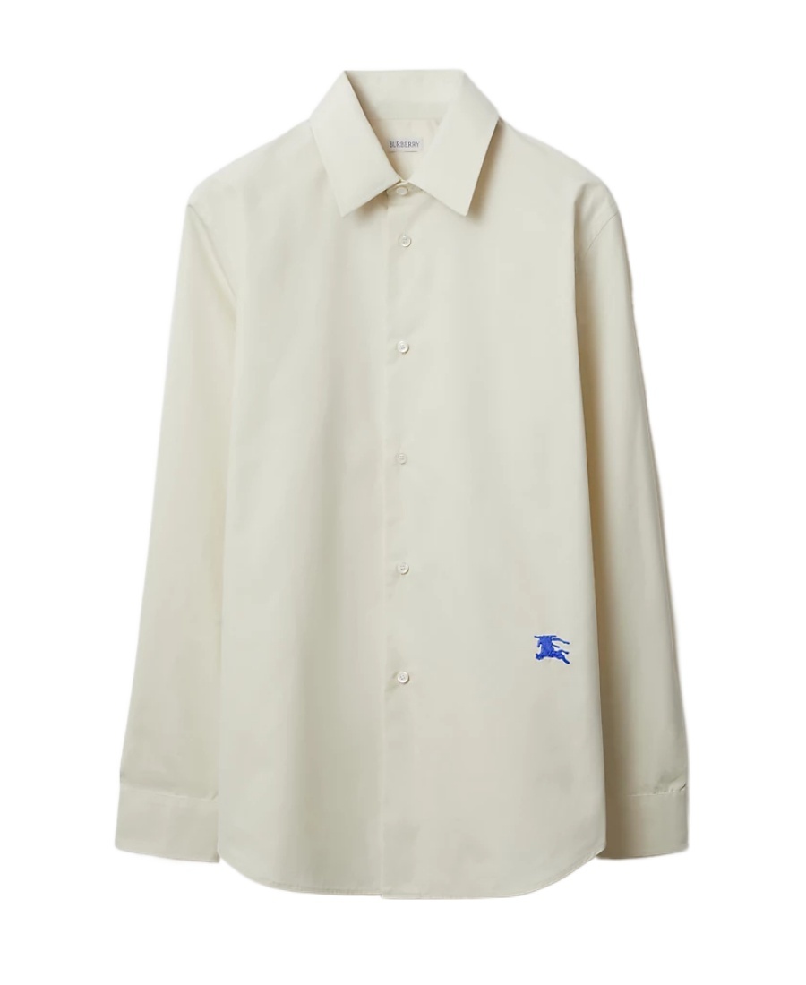 Burberry Equestrian Knight-motif Cotton Shirt In White