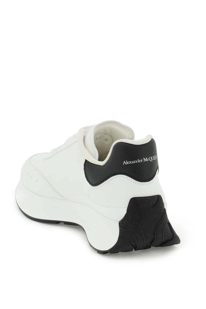 Alexander Mcqueen Sprint Runner Embossed Two-tone Leather Exaggerated-sole Sneakers In White