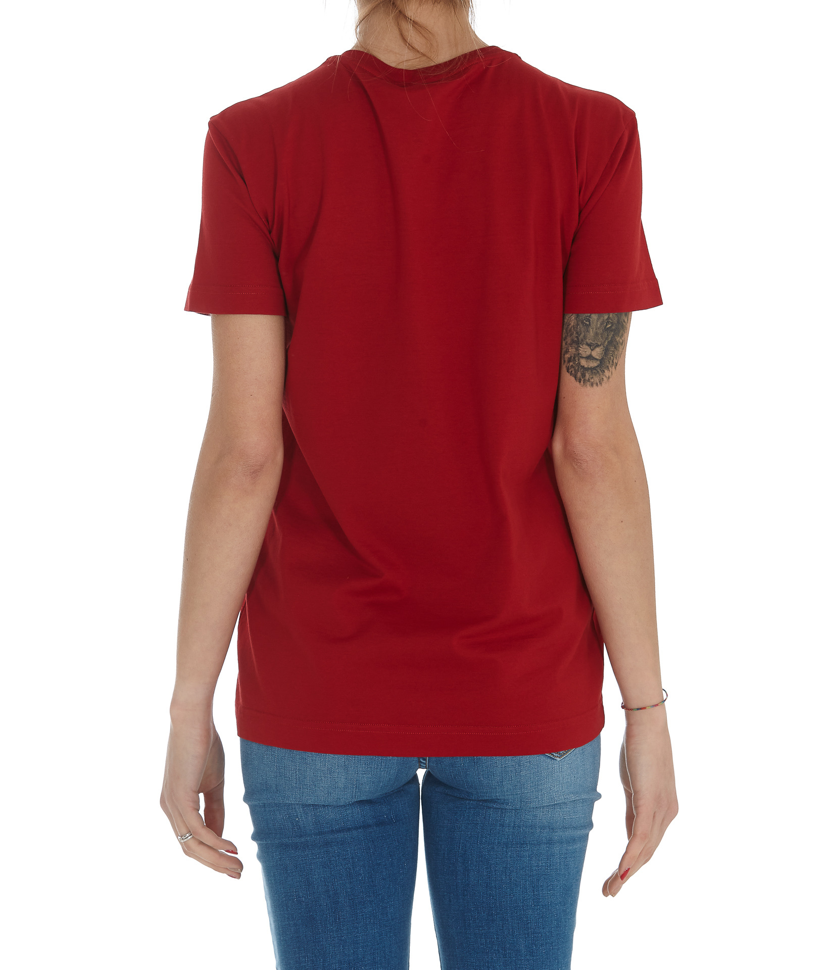 Dolce & Gabbana Bead-embellished Logo-print T-shirt In Red