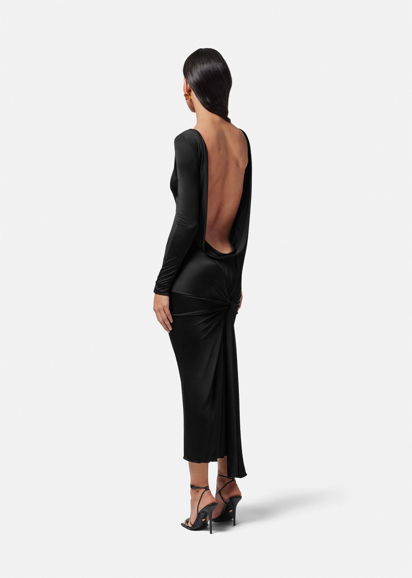 VERSACE X DUA LIPA KNOTTED BACKLESS DRESS