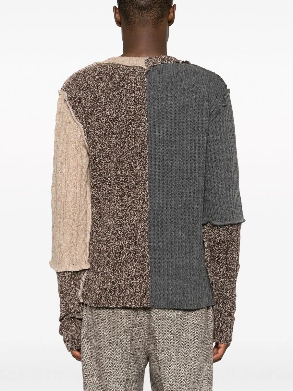 Dolce & Gabbana Asymmetric-neck Patchwork-design Jumper In Nude