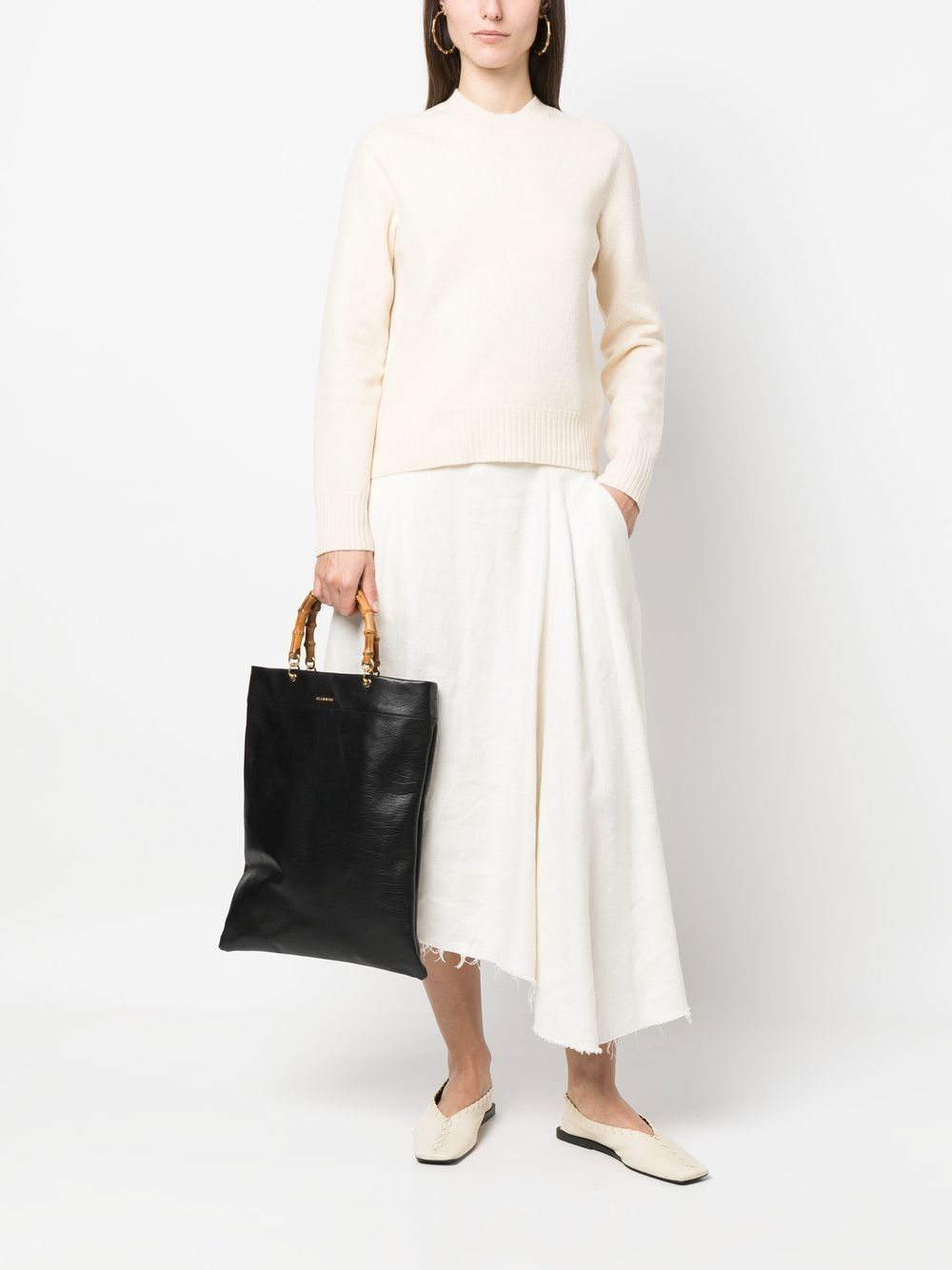 Jil Sander Wool Crew Neck Jumper In White