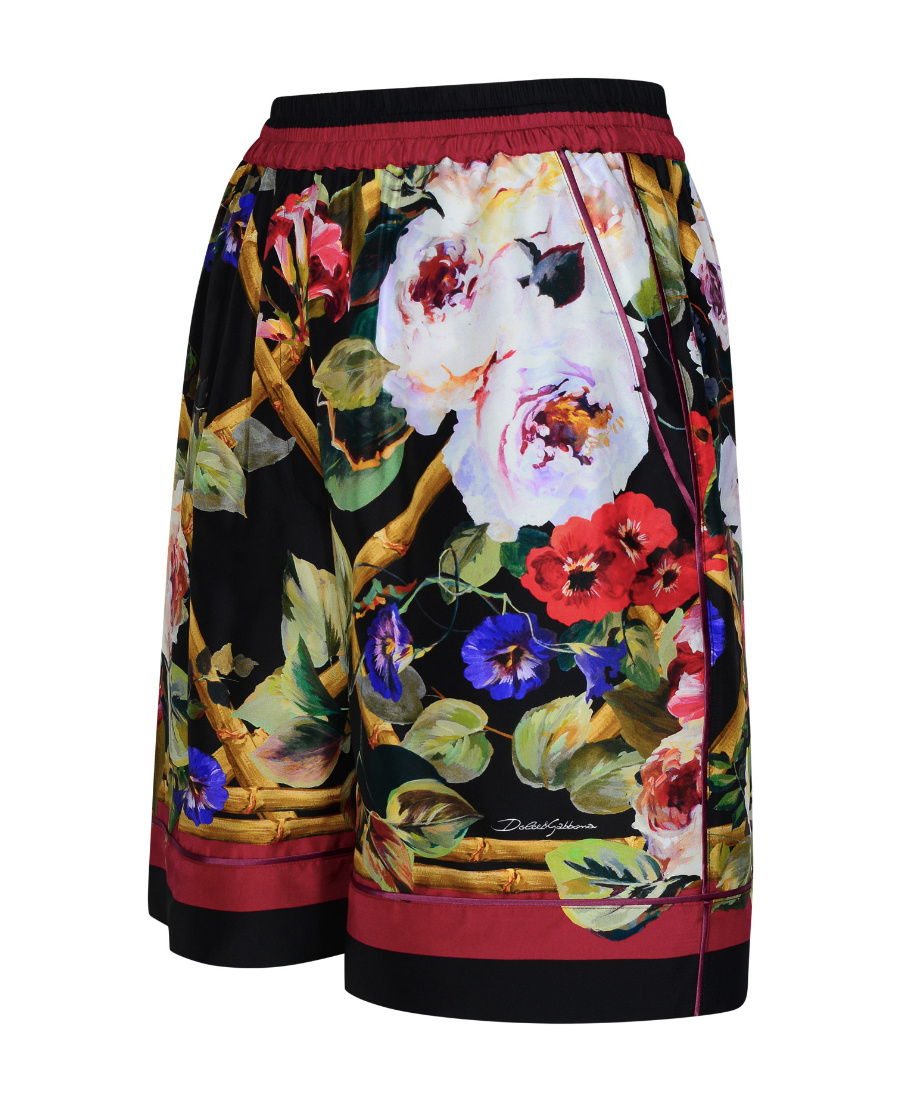 Shop Dolce & Gabbana Floral-print Silk Pajama Shorts In Multicolor