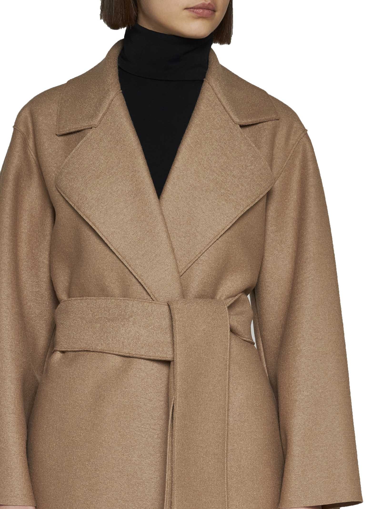 HARRIS WHARF LONDON BELTED WOOL LONG COAT