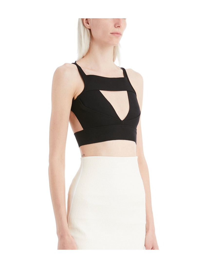 Rick Owens Sling Cut-out V-neck Crop Top In Black