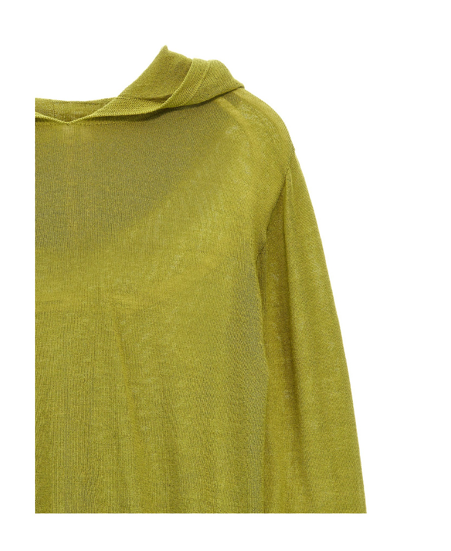 Rick Owens Wool Hooded Sweater In Green