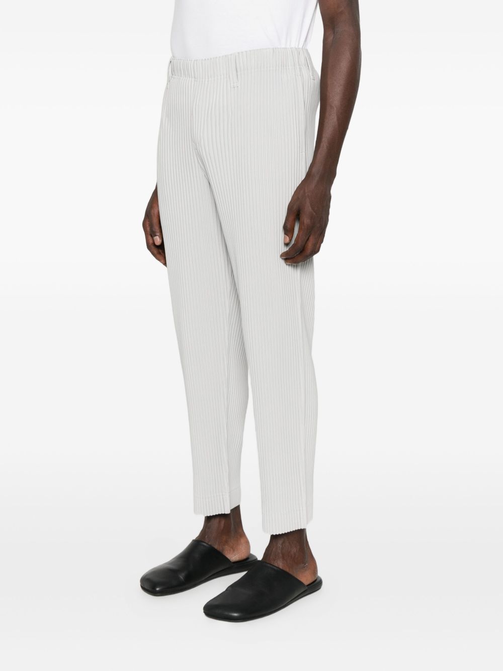 Issey Miyake Ribbed Texture Tailored Trousers Pockets In White