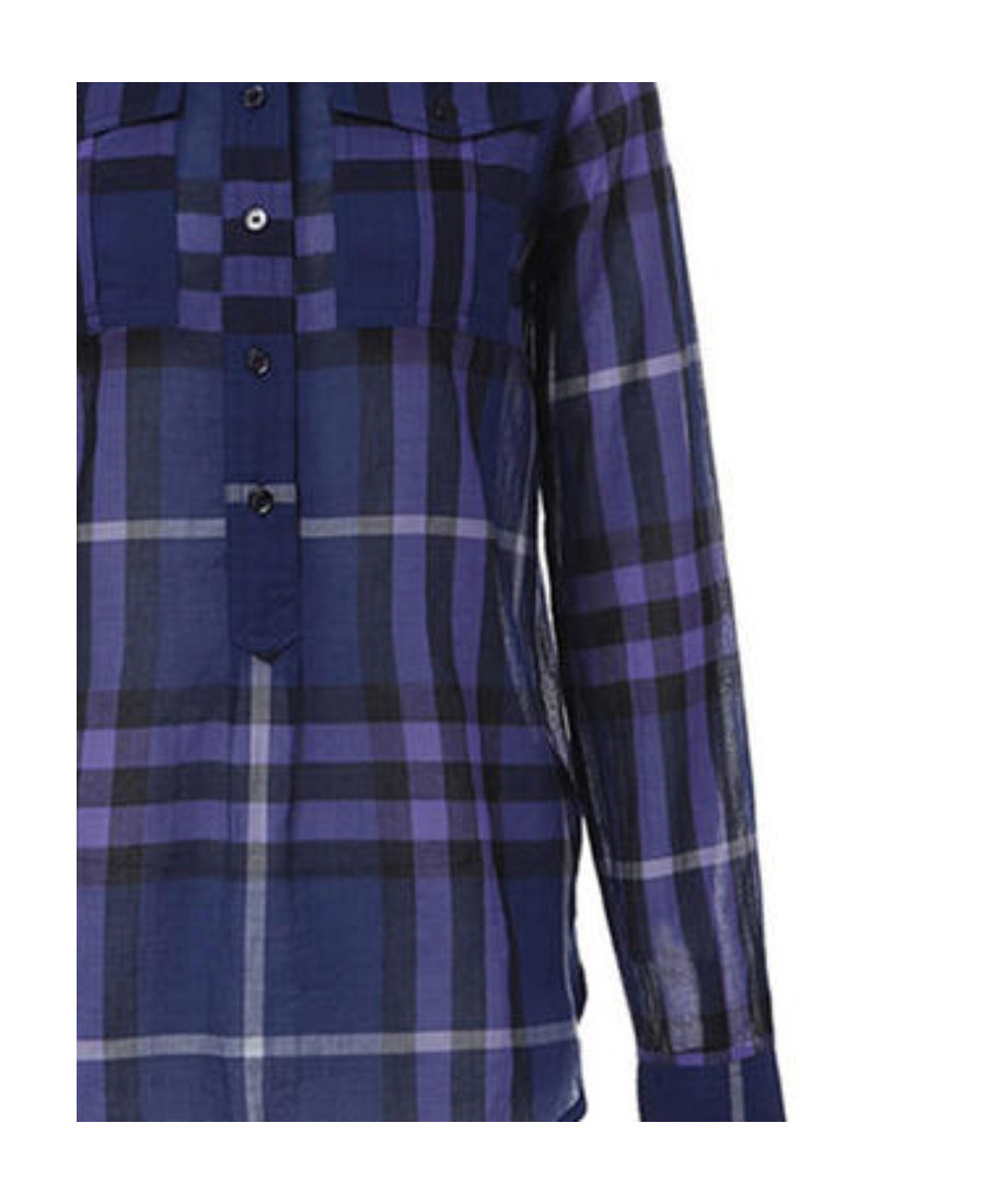 Shop Burberry Plaid Shirt In Blue