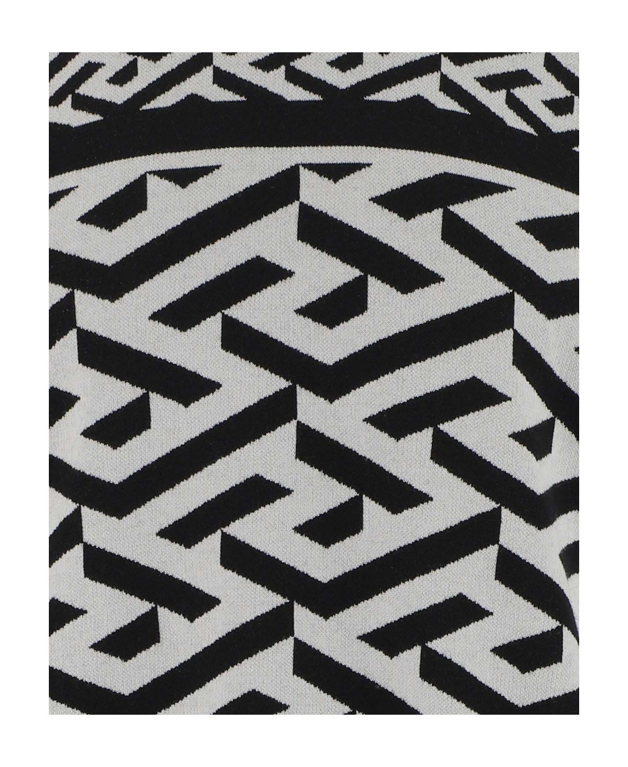 Versace La Greca Knitted Jumper In Black
