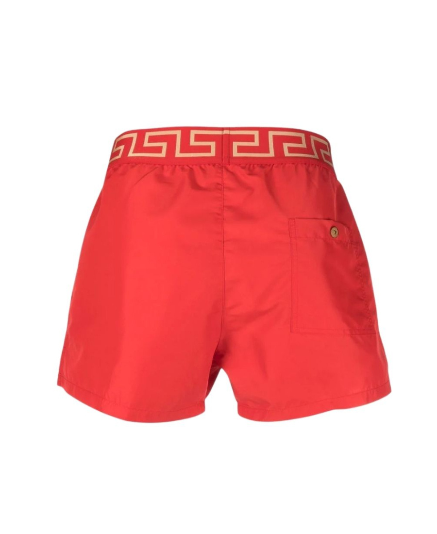 Versace Greca-waistband Swim Shorts In Red