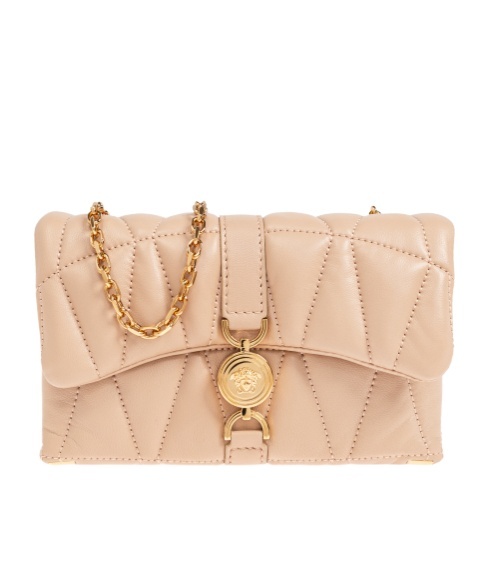 Versace Kleio Quilted Mini Shoulder Bag In Nude