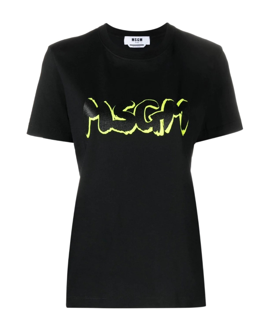 Msgm Logo Printed T-shirt In Black