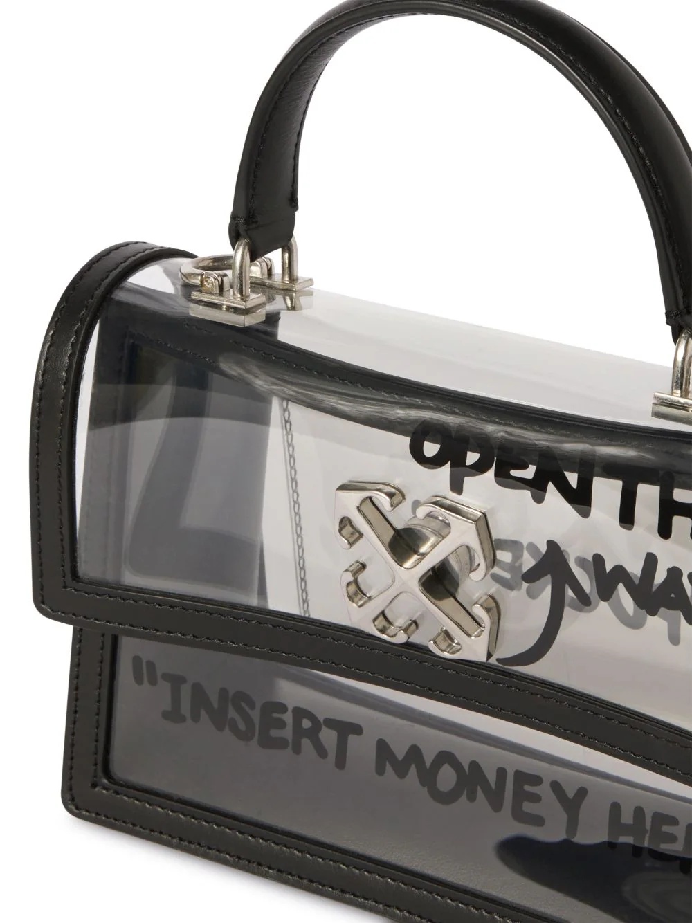 Off-white Jitney 1.4 Transparent-design Tote Bag In Black
