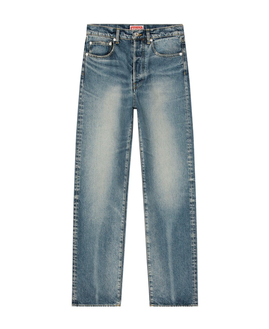 Kenzo Stonewashed Straight-leg Jeans In Blue