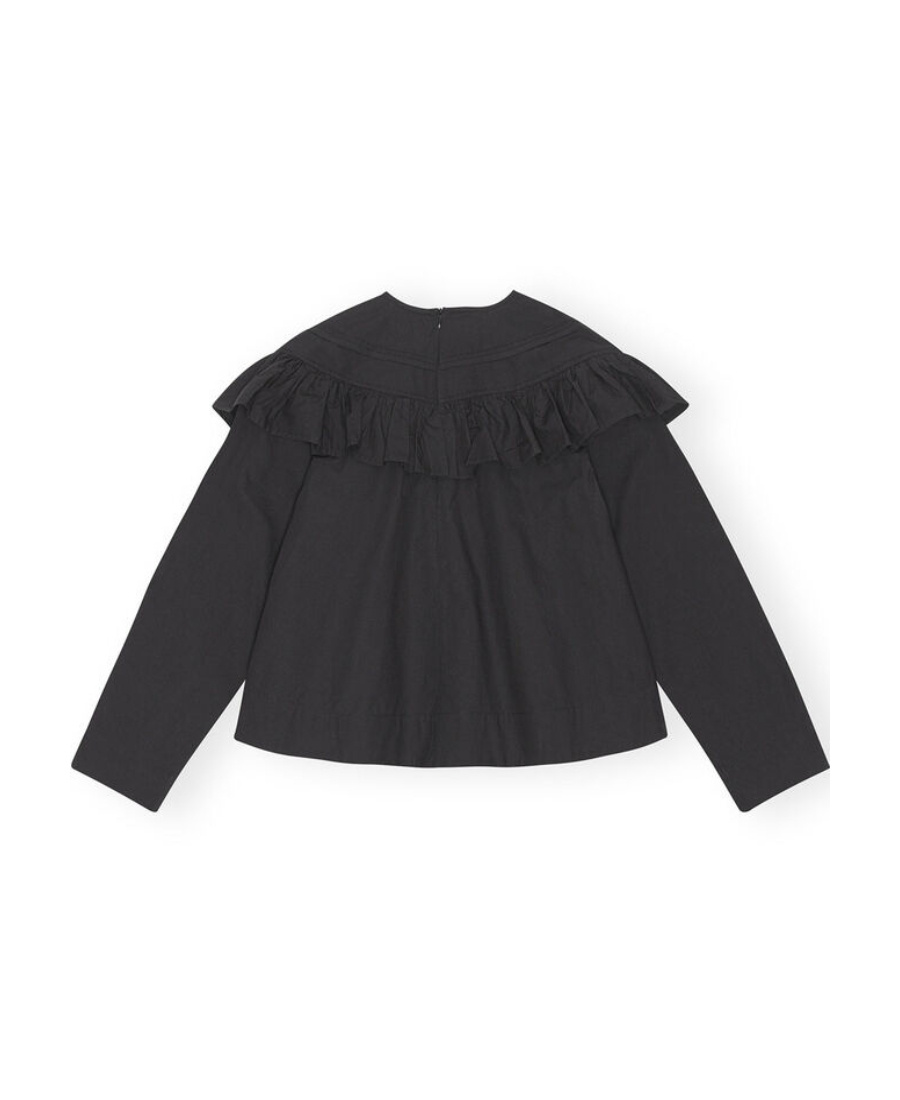 Ganni Frilly Blouse In Black