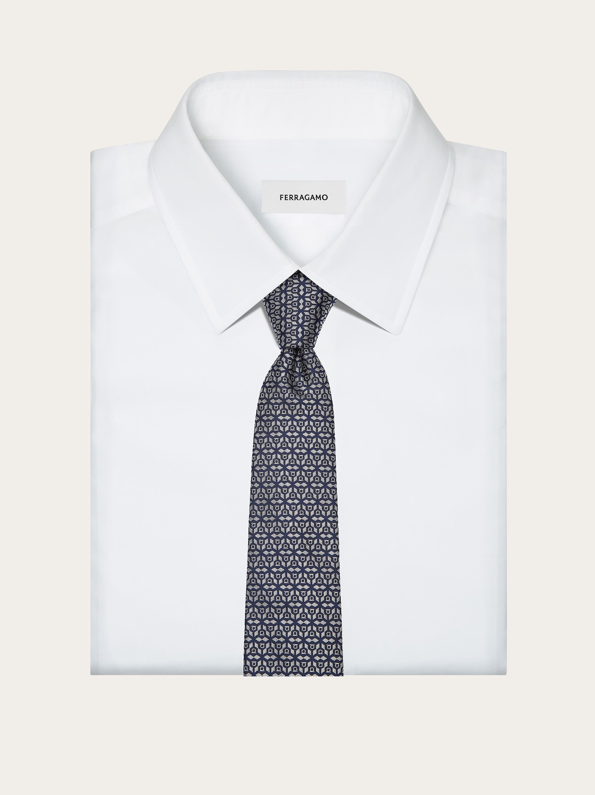 Ferragamo Salvatore  Monogrammed Tie In Gray