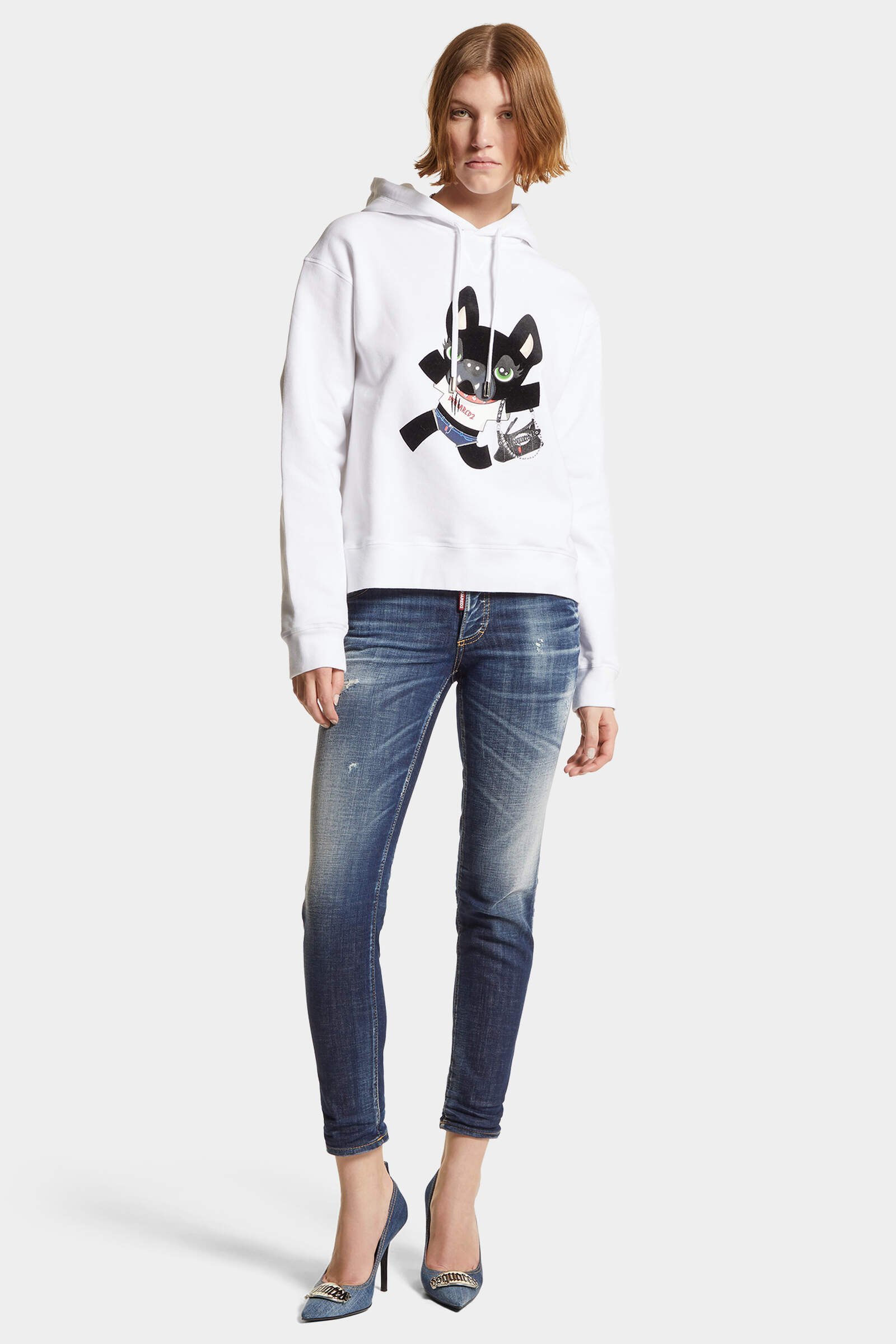 Dsquared2 Knitwear Hood Graphic Print In White