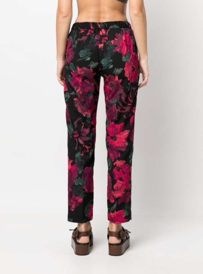 Dries Van Noten Floral Casual Pants In Black