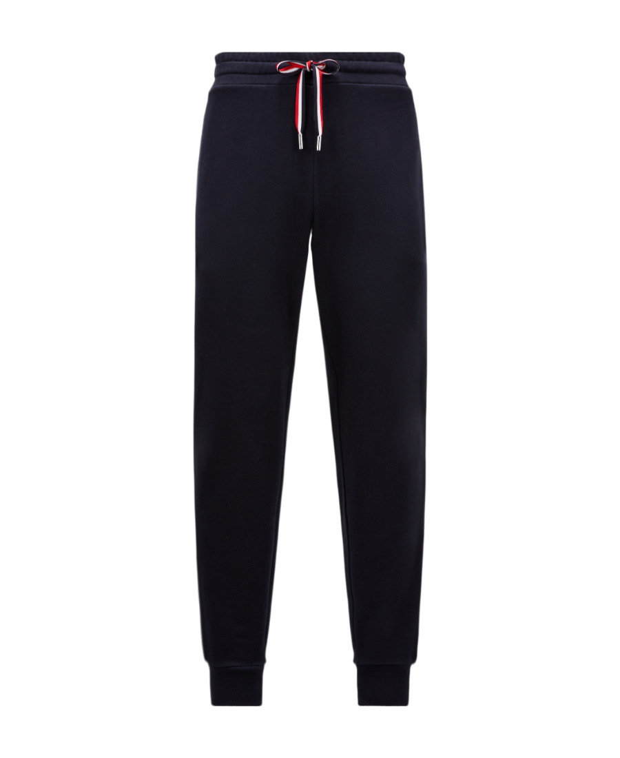 Moncler Blue Tricolour Accent Cotton Track Pants In Blue