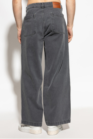 Officine Generale Belt Loop Jeans In Gray