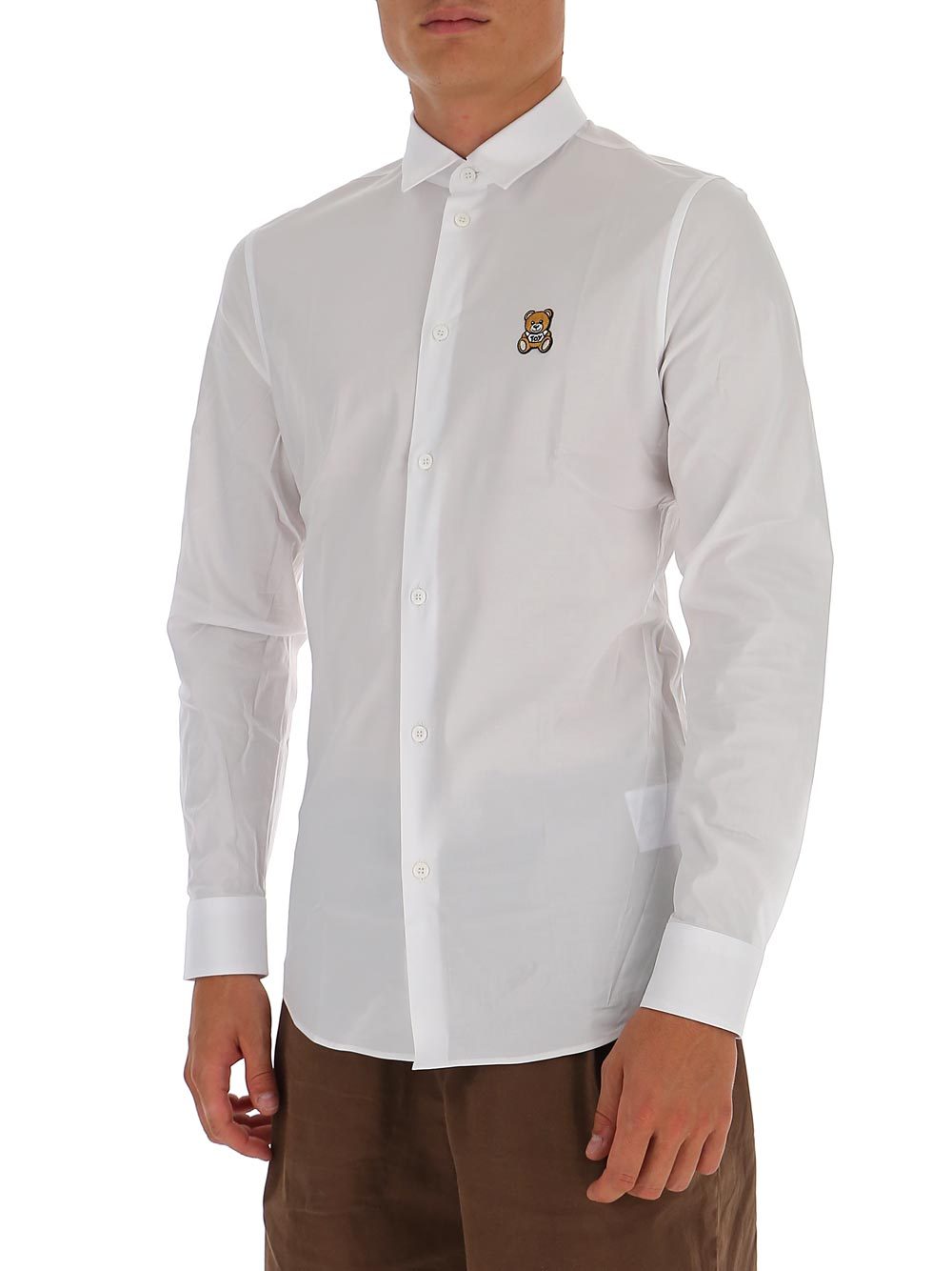 Moschino White Teddy Patch Shirt In White