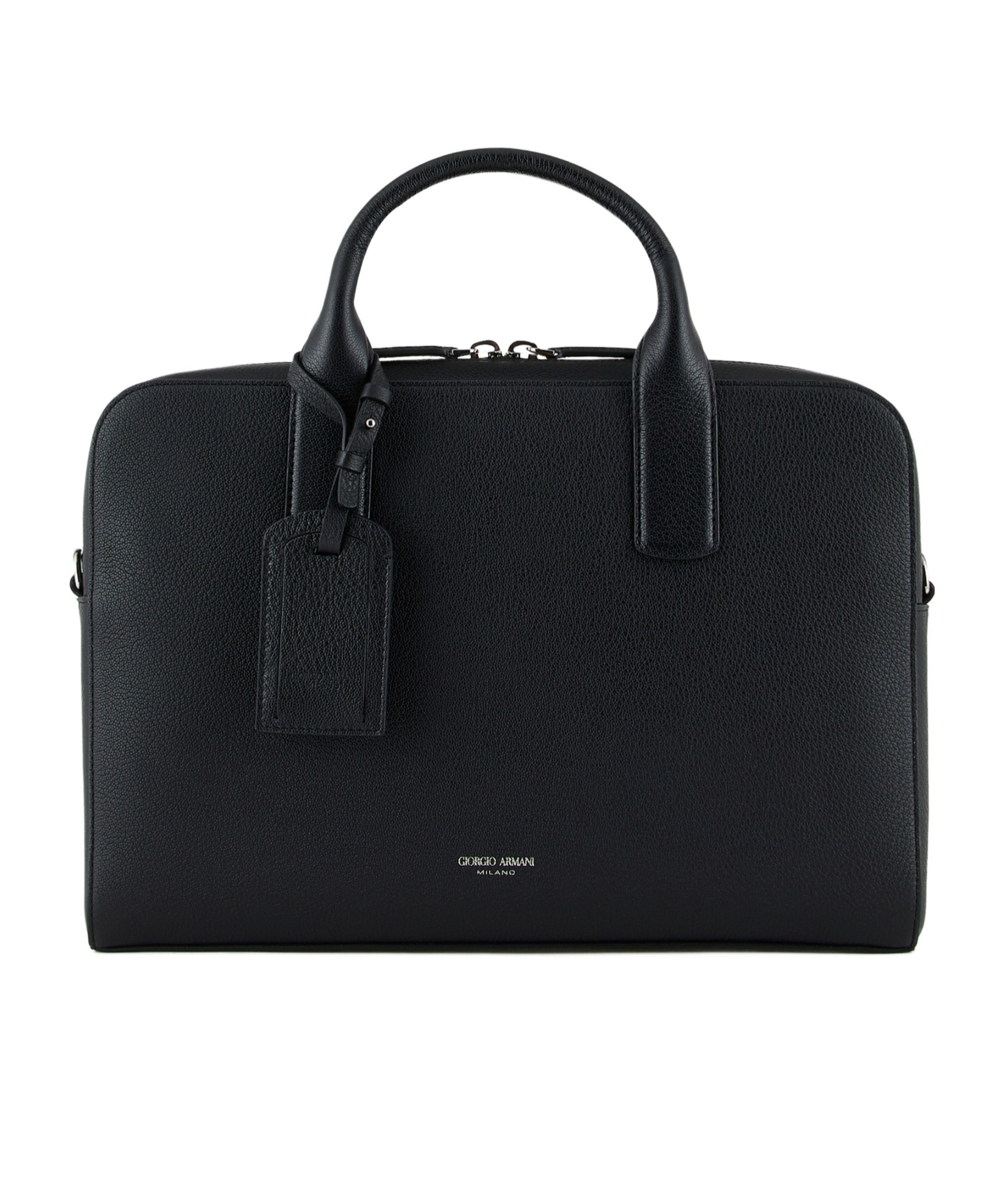 Giorgio Armani Logo-stamp Leather Laptop Bag