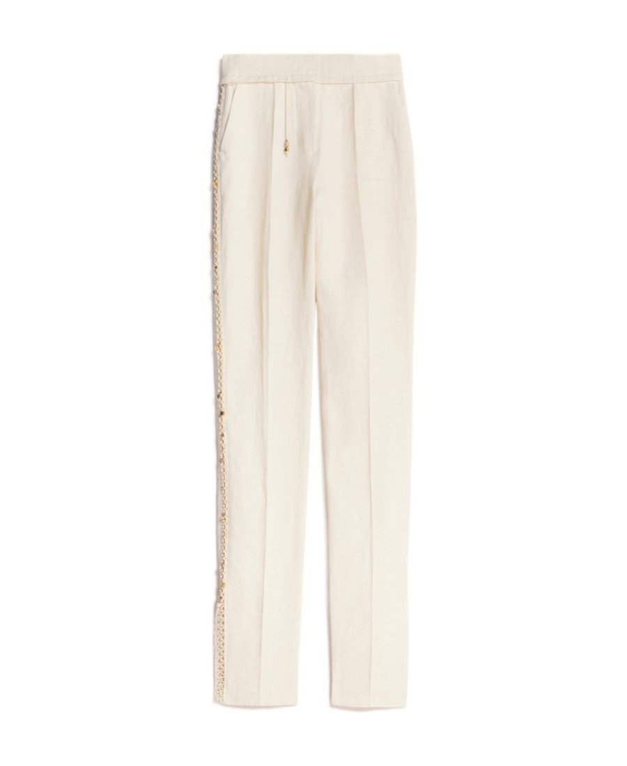 Jacquemus Le Pantalon Tibau Brode Stitched Pants In White