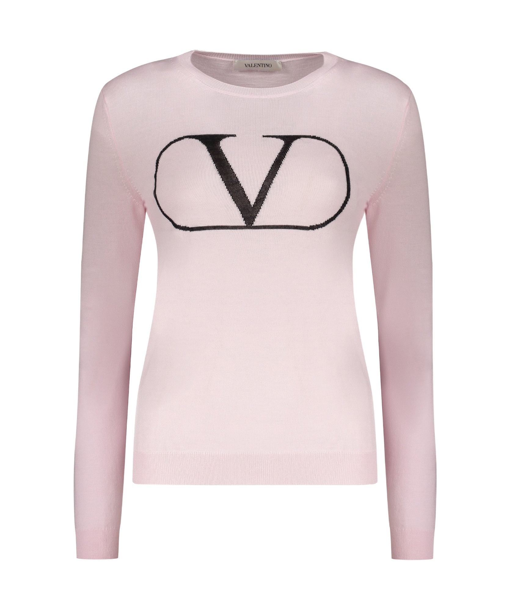 Valentino Long Sleeve Crew-neck Sweater In Pink