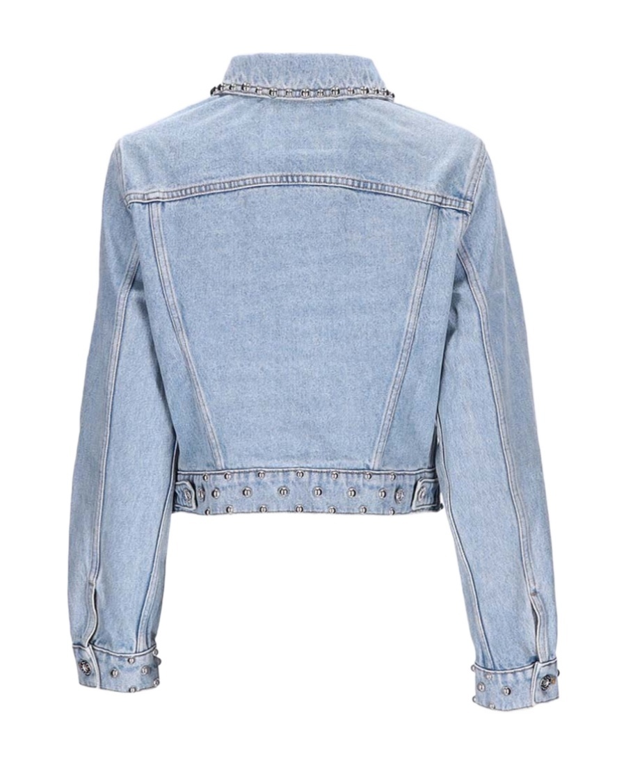 Rabanne Lapel Long-sleeved Denim Jacket In Blue