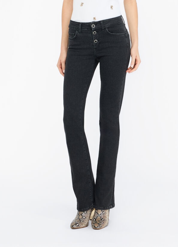 Liu •jo Bootcut Bottom Up Jeans In Black