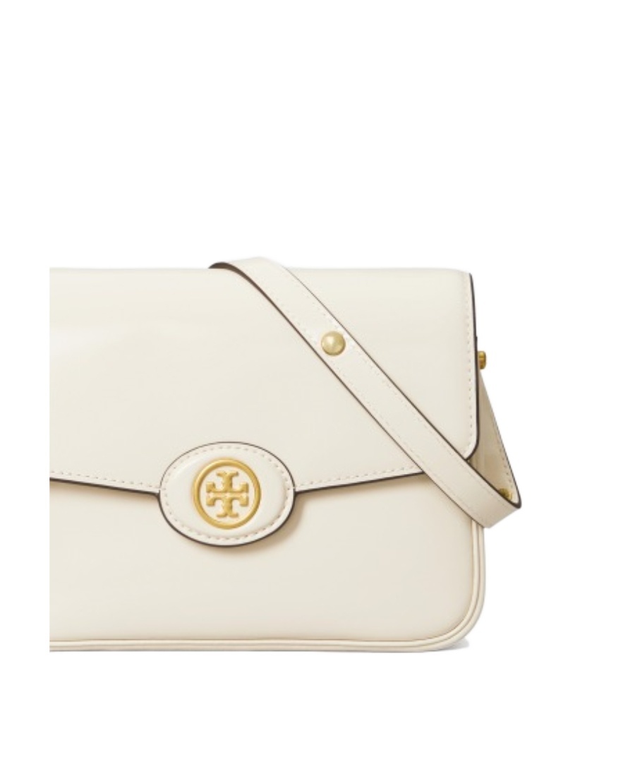 Tory Burch Robinson Convertible Patent Shoulder Bag In White