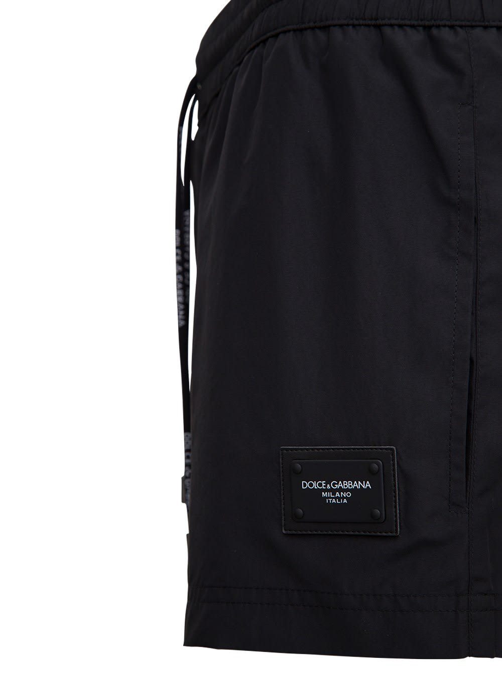 Dolce & Gabbana Black Swimsuit With Logo Plate On The Front In Black