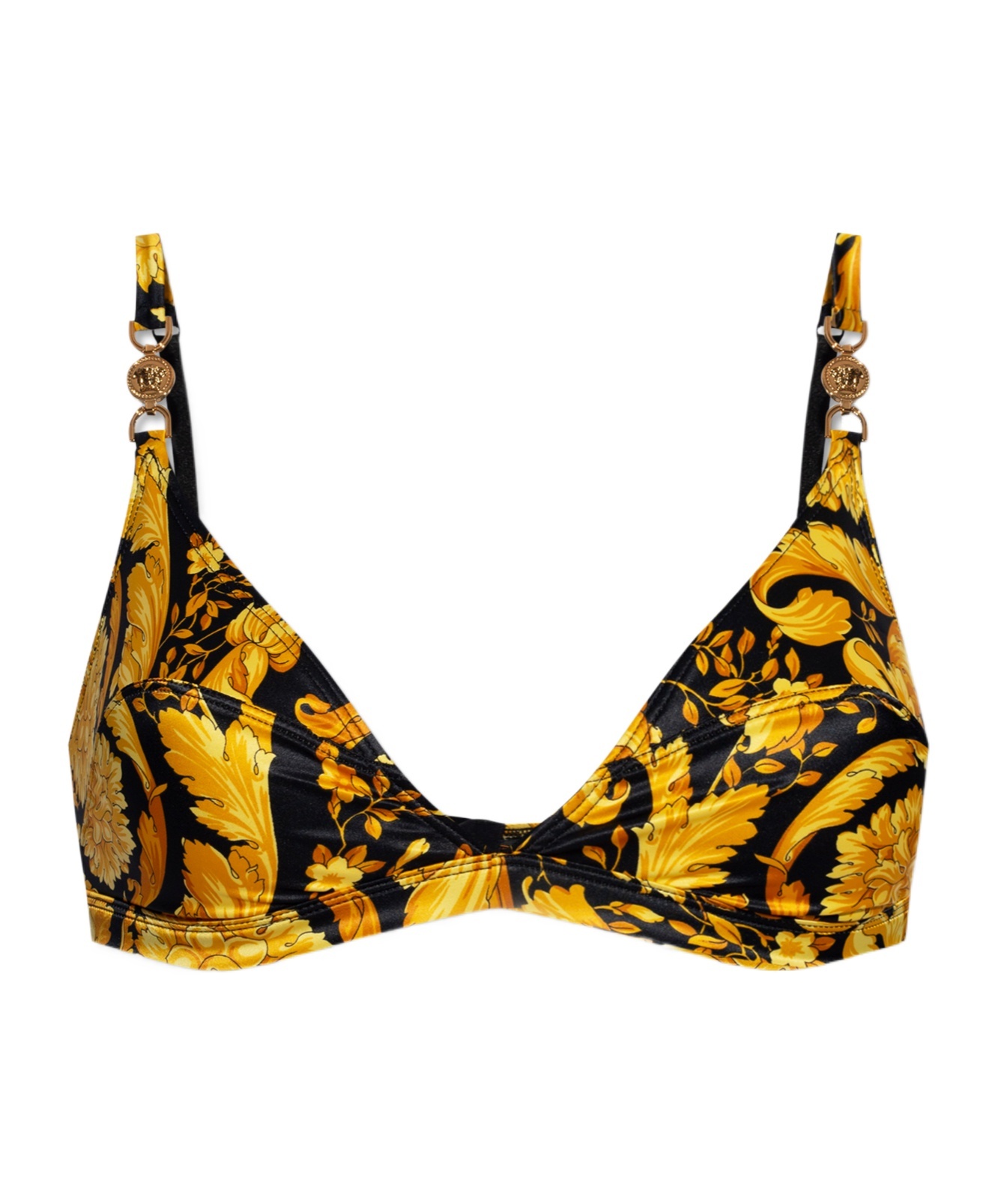 Versace Barocco-print Medusa-motif Bra In Brown