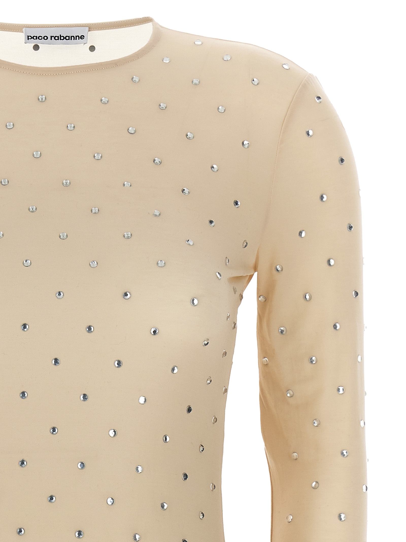 Rabanne Crystal-embellished Semi-sheer Top In Nude