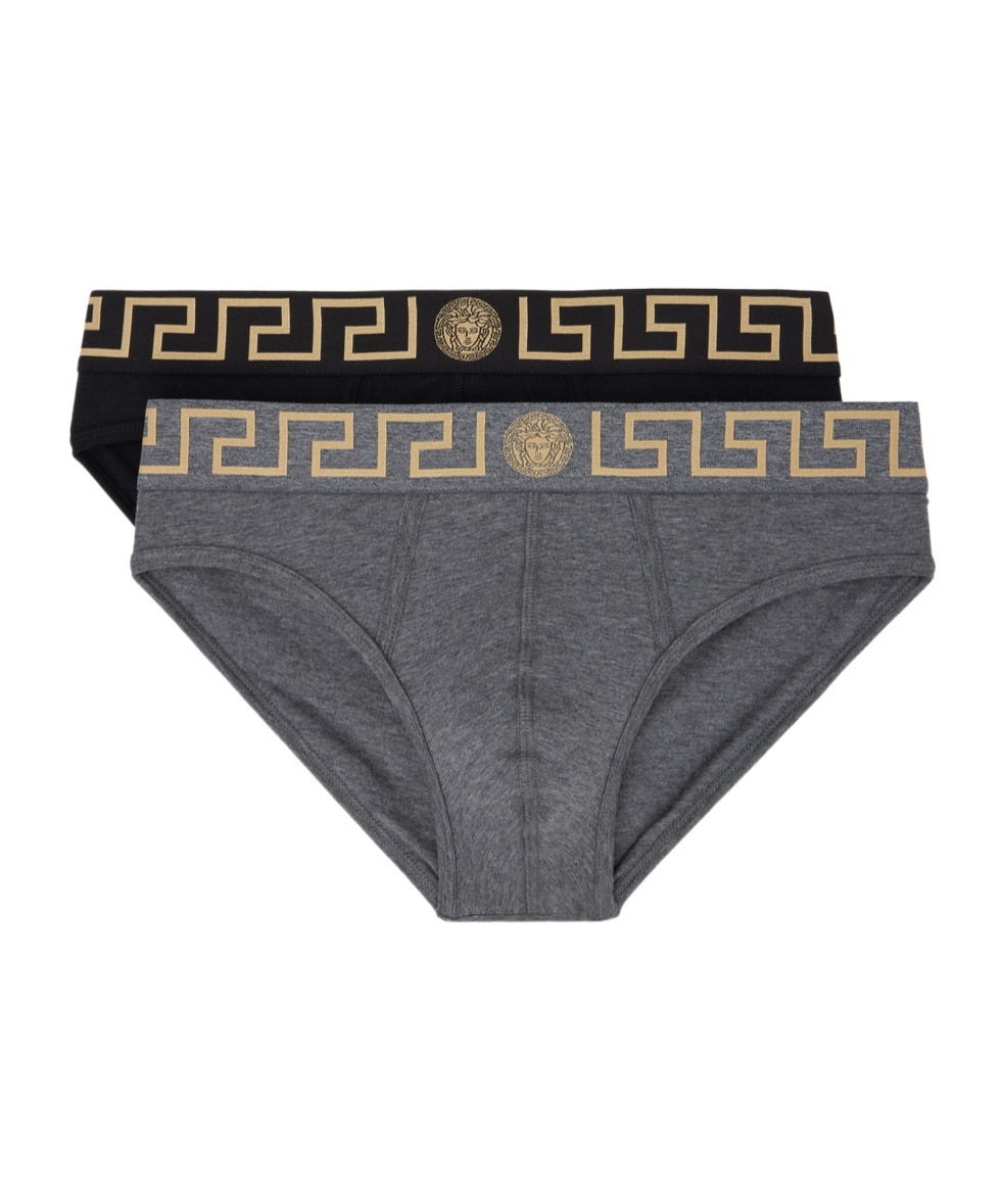 Versace Trimmed Cotton Blend Hosiery Pack In Black