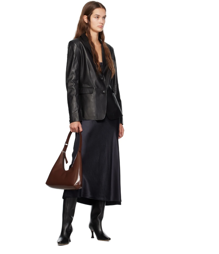 By Far Zippered Shoulder Bag In Brown