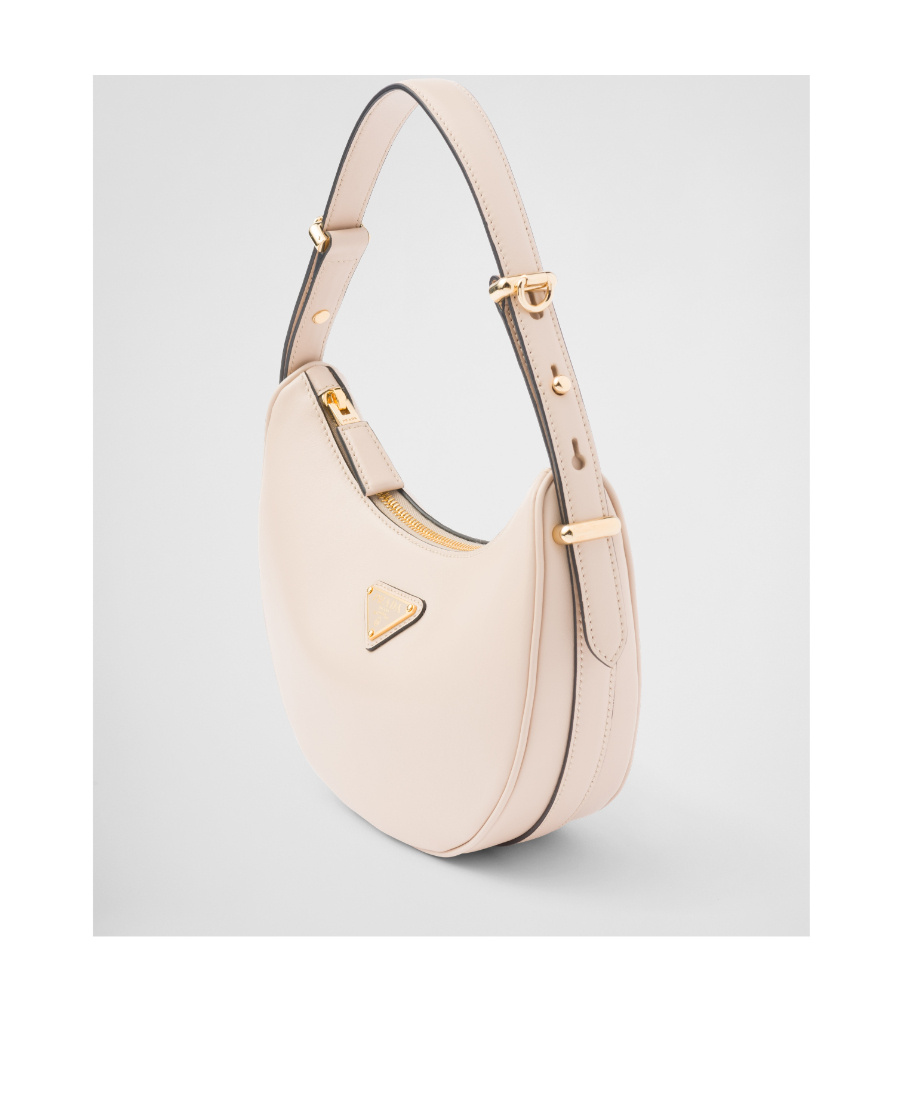 Prada Arqué Leather Shoulder Bag In Nude