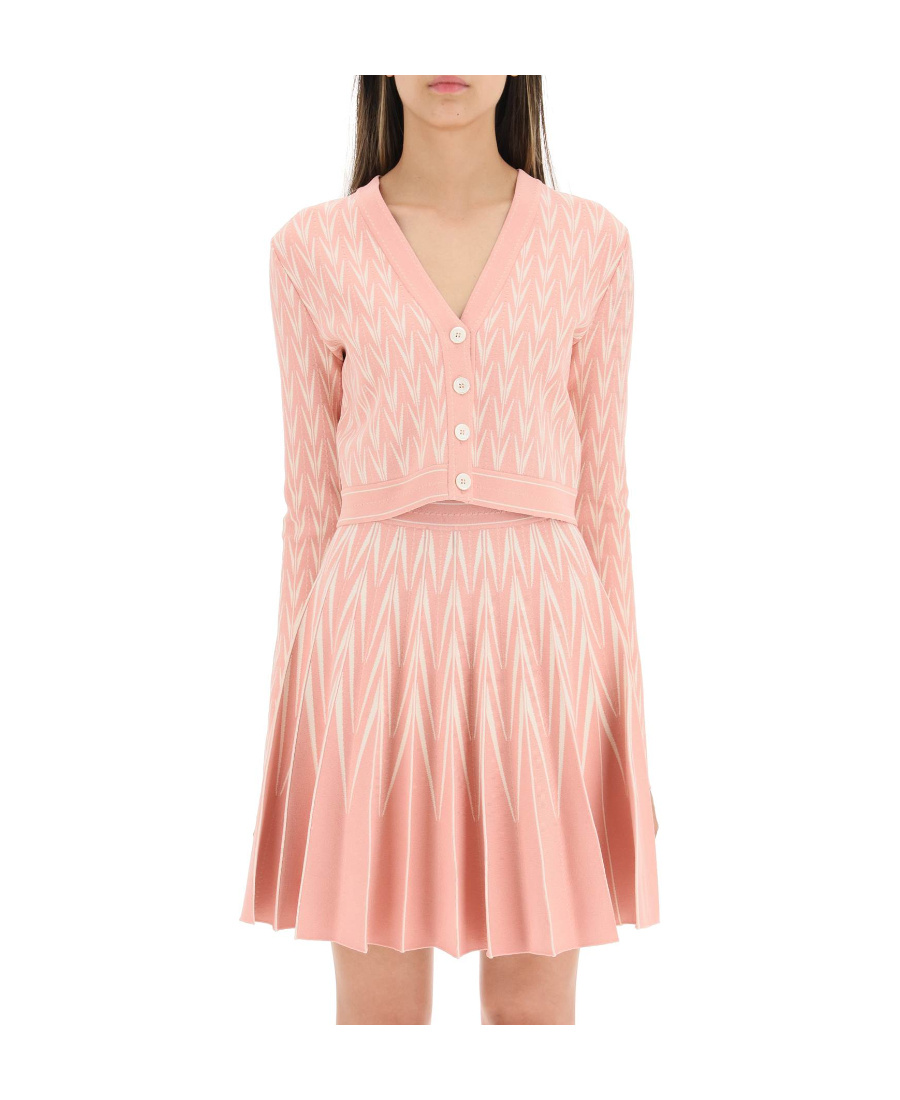 Alexander Mcqueen Abstract Pattern Knitted Cardigan In Pink