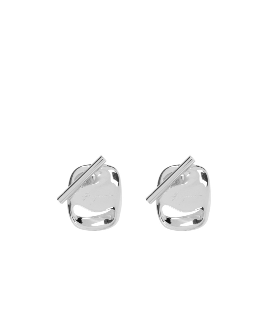 Ferragamo Earrings Engraved With Logos In White